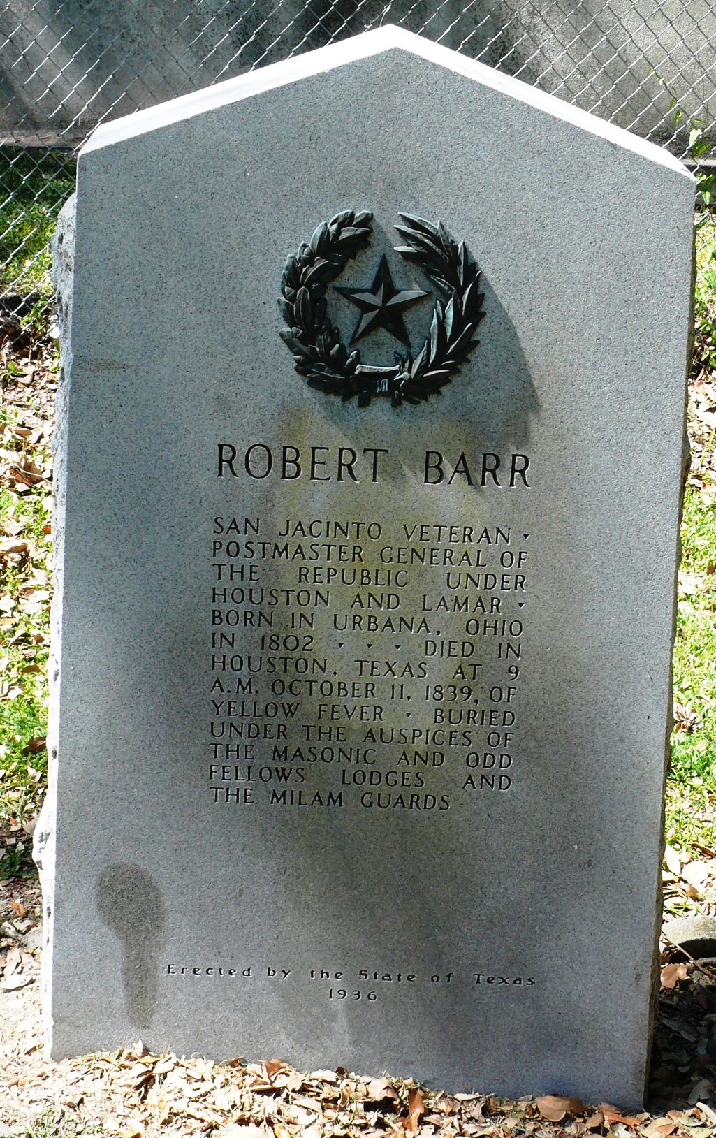 Founders' Memorial, Robert Barr