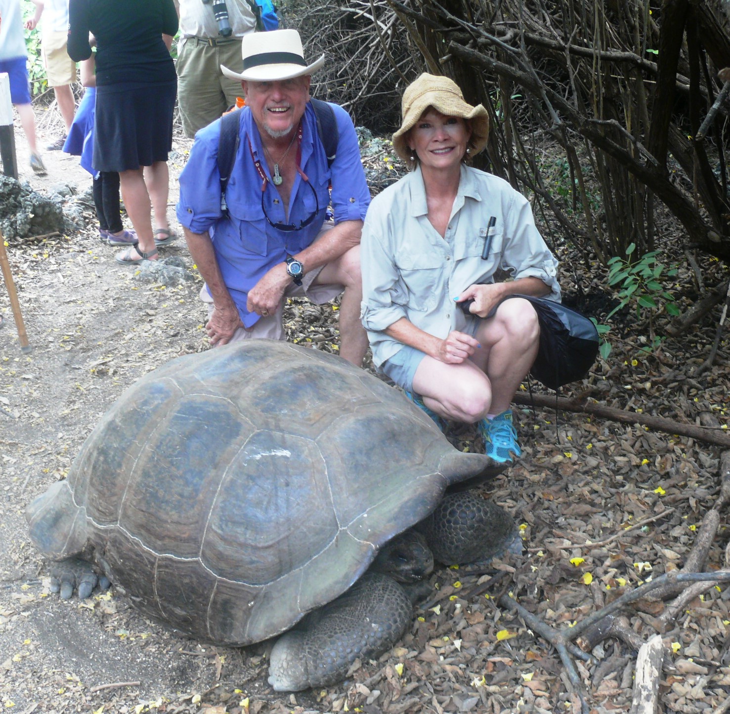 Marks & Barbara with a Galapagos tortoise