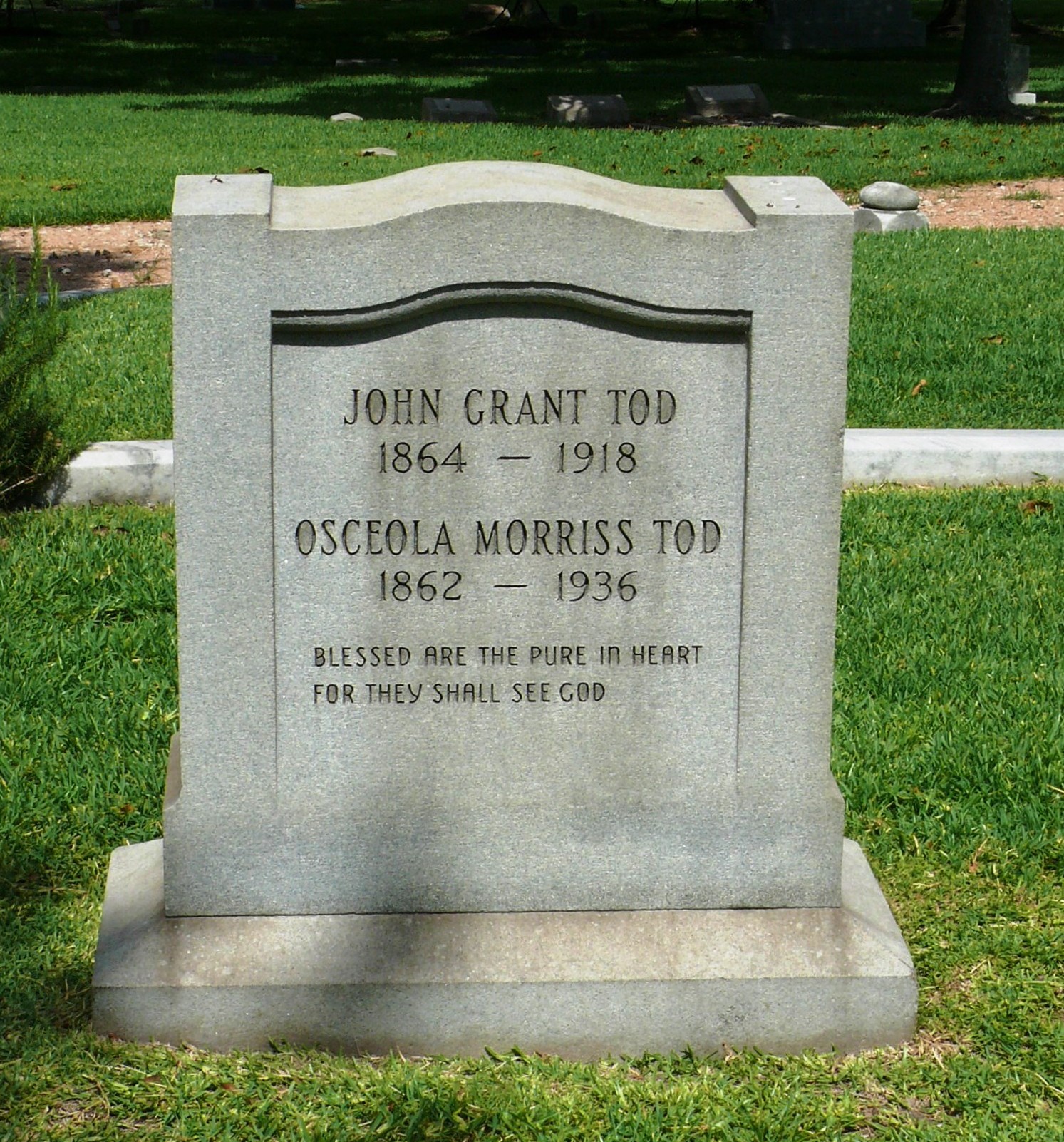 Glendale Cemetery -- John Tod Jr & Osceola M Tod