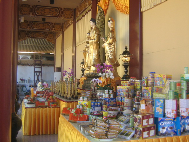 Hungry ghost offerings at a Buddhist Temple